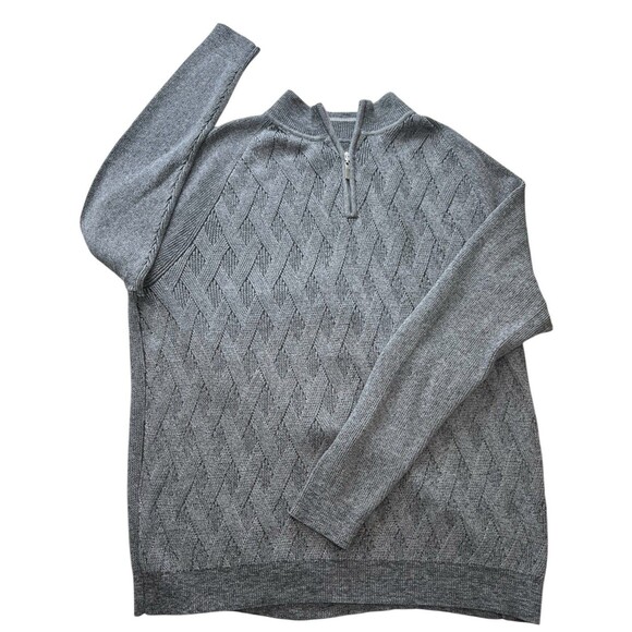 Tommy Bahama 1/4 Zip Pullover Mens 2XL Gray Cable Knit Sweater Preppy Old School - Picture 10 of 10